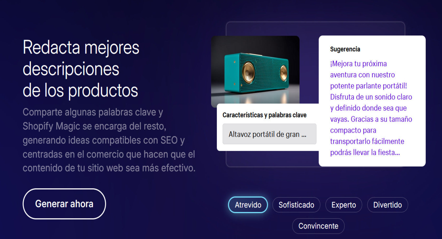 Escribe las descripciones de productos con IA gracias a Shopify Magic